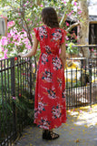 Floral Walk Through Maxi Romper, Red