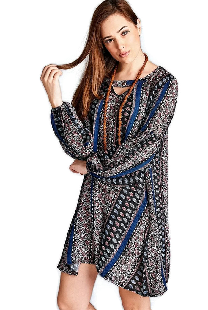 Floral & Paisley Keyhole, Black