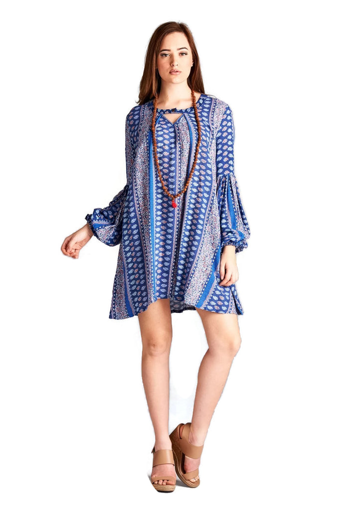 Floral & Paisley Keyhole, Blue