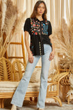 Embroidered Button Down Blouse