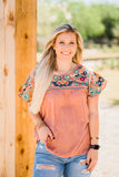Layerz  embroidered butterfly sleeve top