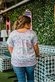 Floral Embroidered Multi-Color Leopard Top