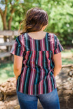 Striped & Embroidered Top