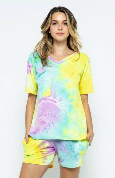 Ellie Tie Dye Short Set, Magenta