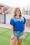 Layerz  embroidered Fiesta short sleeve top