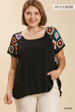 Crochet Sleeve Top, Black
