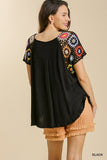 Crochet Sleeve Top, Black