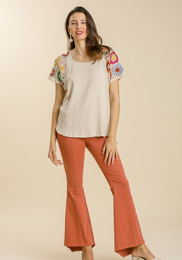 umgee usa Crochet Sleeve Top