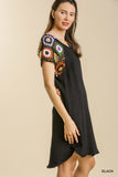 Crochet Sleeve Dress, Black