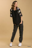 Crochet Sleeve Top, Black