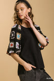 Crochet Sleeve Top, Black