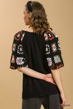 Crochet Sleeve Top, Black