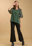umgee 3/4 sleeve crochet top