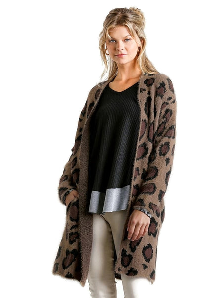 Fuzzy Leopard Cardigan Violet Skye Boutique