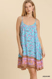 Floral Spaghetti Strap Flowy Dress, Aqua