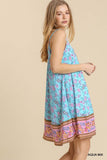 Floral Spaghetti Strap Flowy Dress, Aqua