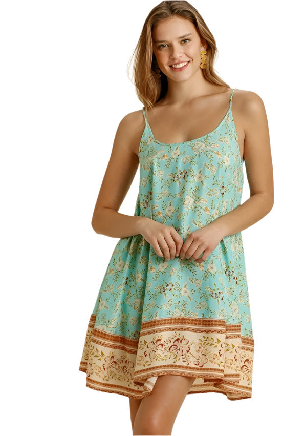 umgee usa floral print Adjustable Spaghetti Strap dress