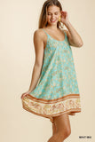Floral Spaghetti Strap Flowy Dress, Mint