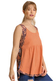 umgee usa mixed print babydoll tank top