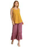 Mixed Print Babydoll Tank Top, Goldenrod
