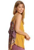 Mixed Print Babydoll Tank Top, Goldenrod