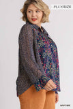 Mixed Floral Print Metallic Blouse