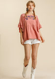 umgee usa Floral Embroidered Babydoll Top