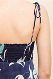 Floral Baby Doll Tie Top, Navy