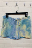 TIE DYE KNIT SHORTS BLUE YELLOW