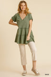 Tiered Ruffle Tunic, Sage