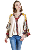 umgee floral bell sleeve crossbody top