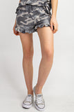 143 story camo lounge ruffle shorts