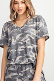 143 camo short sleeve top grey