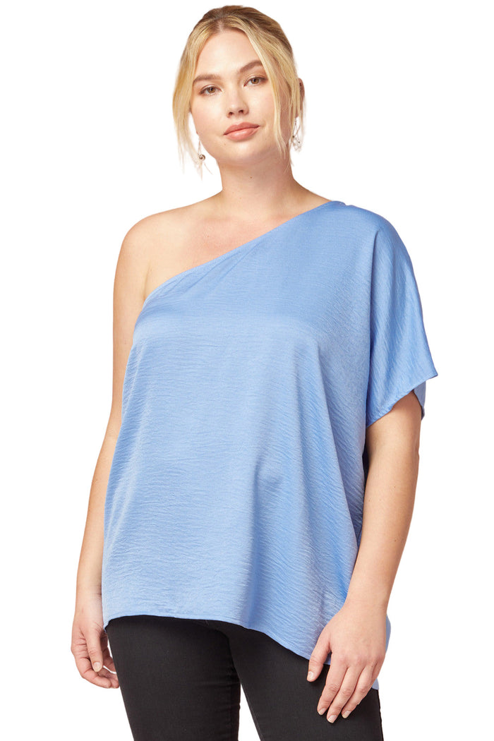 One Shoulder Top, Chambray