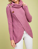 Cowl Neck Asymmetric Wrap Sweater, Lavender