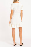 Linen Wrap Mini Dress, Cream