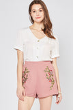 entro floral embroiderd high waist shorts