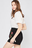 Floral Embroidered Shorts, Black