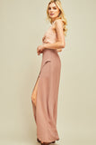 Solid Slit Maxi Pants, Latte
