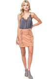 High Waist Grommet Mini Skirt, Desert Sand