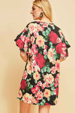 Floral Ruffle Sleeve Mini Dress