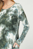 Tie Dye Ribbed Pocket Midi Dress, Olive