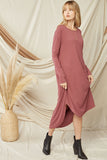 Ribbed Pocket Midi Dress, Marsala