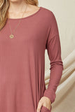 Ribbed Pocket Midi Dress, Marsala