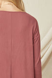 Ribbed Pocket Midi Dress, Marsala