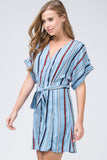 Striped Shirtdress, Blue
