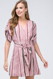 Striped Shirtdress, Pink
