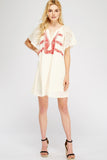 entro lace & embroidered mini dress