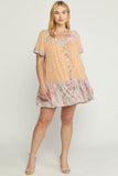 Mixed Print Square Neck Dress