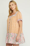 Mixed Print Square Neck Dress